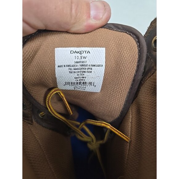 DAKOTA Men's 8517 Quad Comfort 8 Inch Steel Toe Composite Plate Work Boots 10.5W - Picture 4 of 8